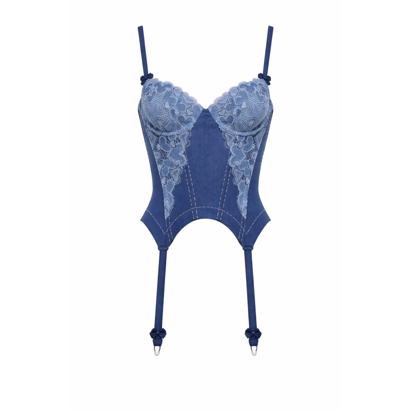 For Love & Lemons Denim Hearts Bustier