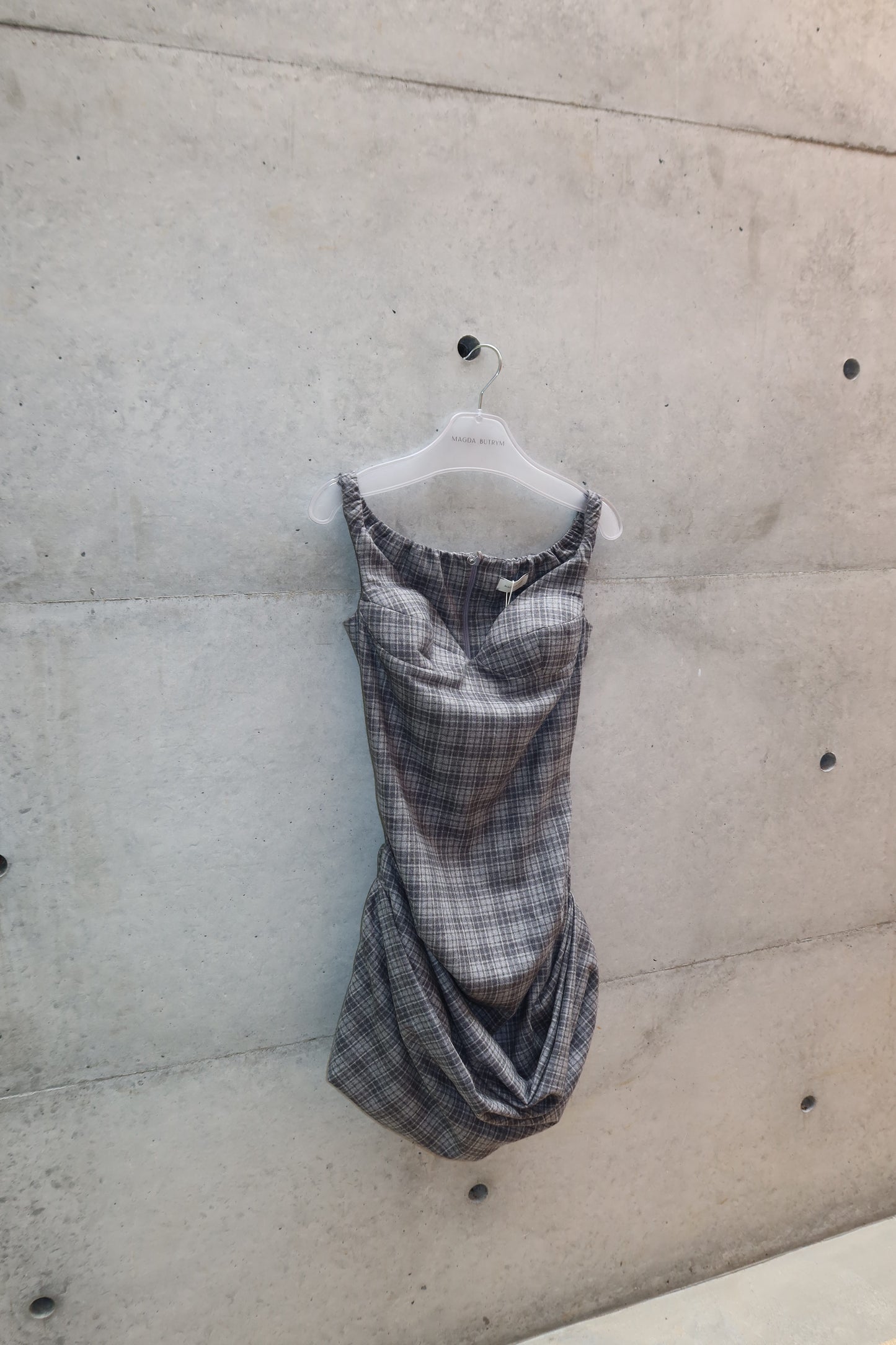 Magda Butrym Ruched Off-Shoulder Wool Bustier Dress