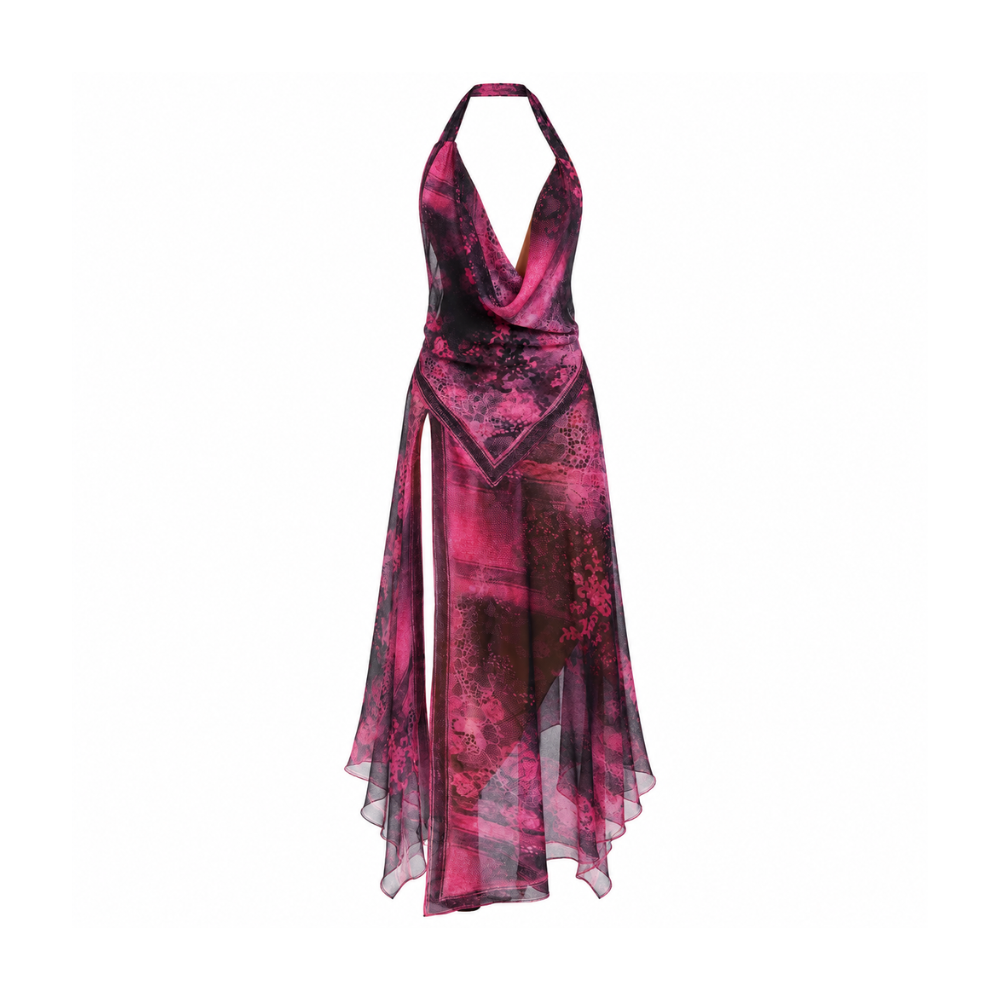 Jaded London Rivon Backless Chiffon Scarf Dress