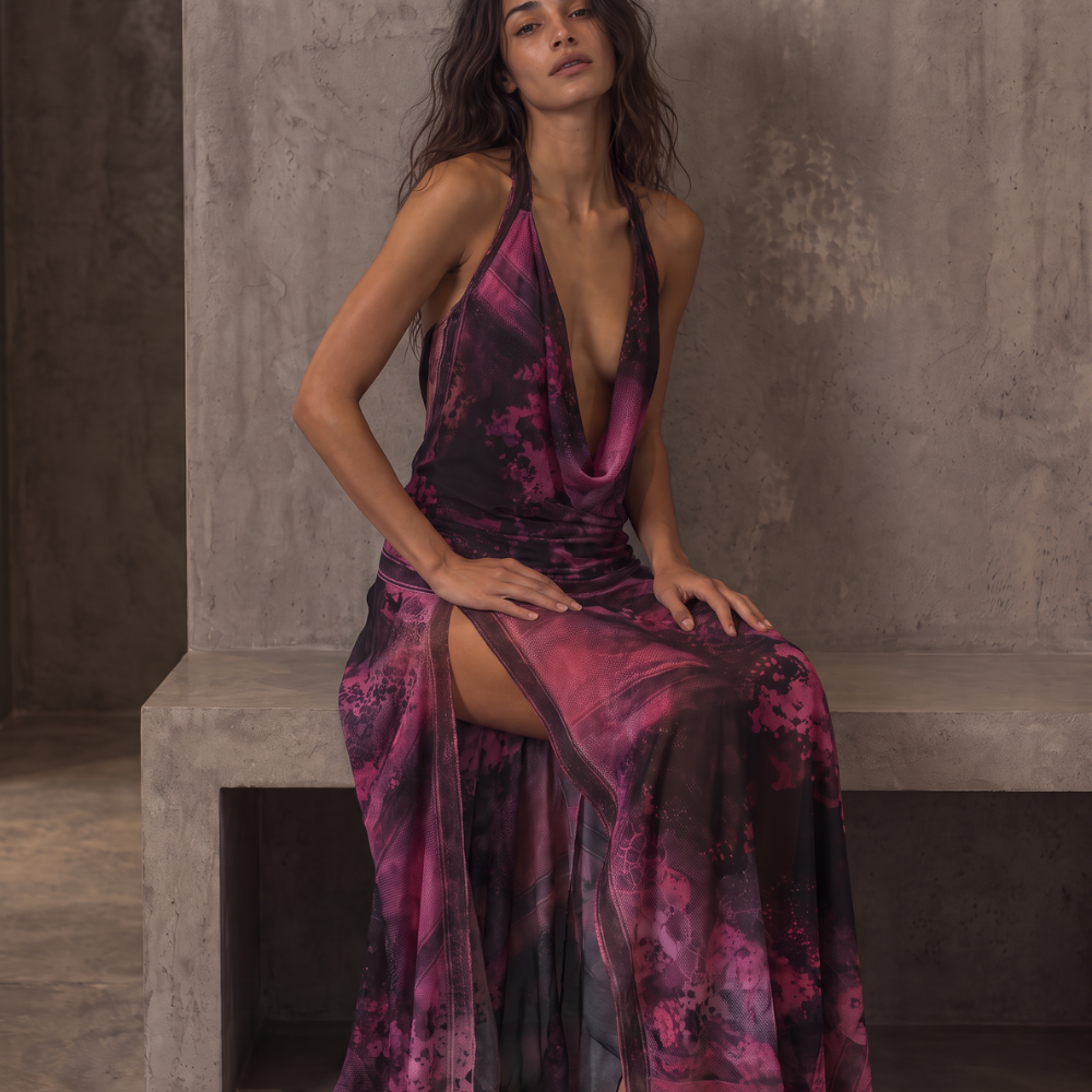 Jaded London Rivon Backless Chiffon Scarf Dress