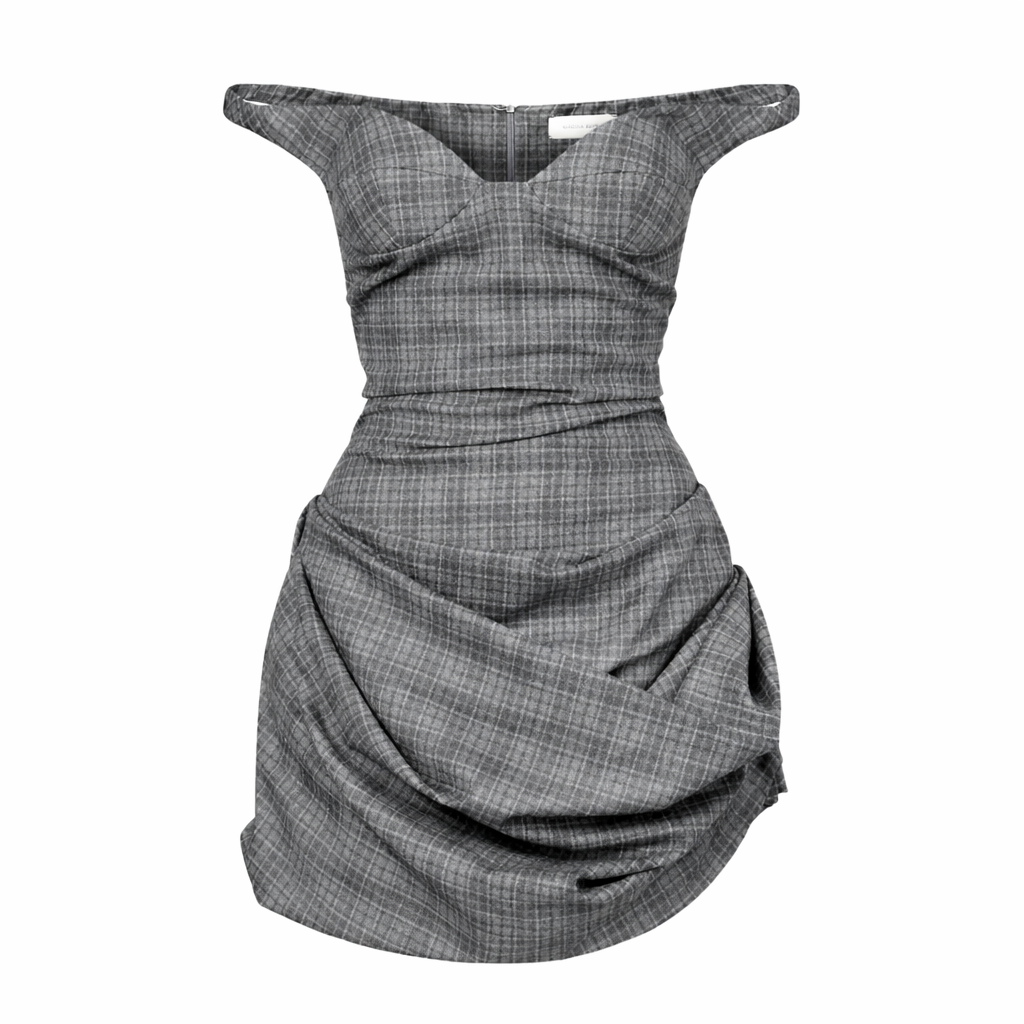 Magda Butrym Ruched Off-Shoulder Wool Bustier Dress