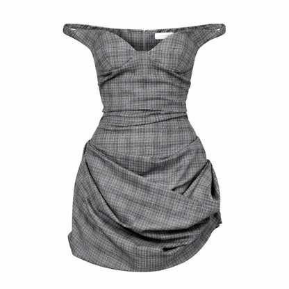 Magda Butrym Ruched Off-Shoulder Wool Bustier Dress